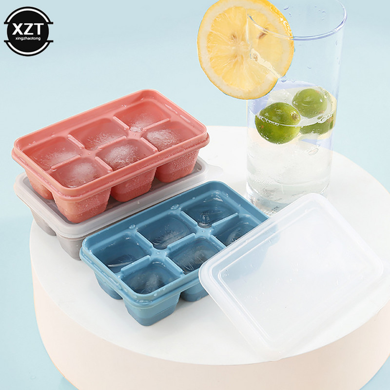 Cub de gheață Cub de gheață Mucegai înghețat Frigider Cutie de gheață înghețată de casă cu capac Cub de gheață fierbinte din silicon Instrumente de bricolaj pentru băutură rece de casă