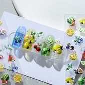 Σχέδιο Fresh Sweet Fruits 3D Αυτοκόλλητα Διακοσμητικά νυχιών Αυτοκόλλητα Λεμόνι Κεράσι 5D Soft Reliefs Χαλκομανίες νυχιών Χονδρική
