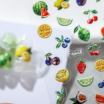 Σχέδιο Fresh Sweet Fruits 3D Αυτοκόλλητα Διακοσμητικά νυχιών Αυτοκόλλητα Λεμόνι Κεράσι 5D Soft Reliefs Χαλκομανίες νυχιών Χονδρική