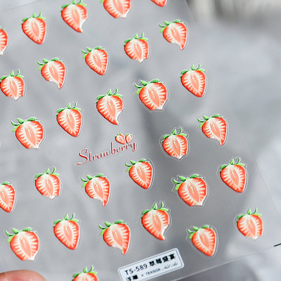 Σχέδιο Fresh Sweet Fruits 3D Αυτοκόλλητα Διακοσμητικά νυχιών Αυτοκόλλητα Λεμόνι Κεράσι 5D Soft Reliefs Χαλκομανίες νυχιών Χονδρική