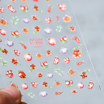 Σχέδιο Fresh Sweet Fruits 3D Αυτοκόλλητα Διακοσμητικά νυχιών Αυτοκόλλητα Λεμόνι Κεράσι 5D Soft Reliefs Χαλκομανίες νυχιών Χονδρική