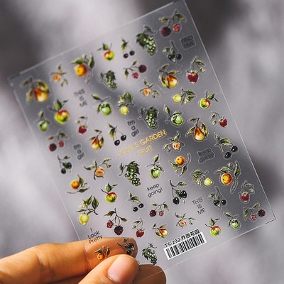 Σχέδιο Fresh Sweet Fruits 3D Αυτοκόλλητα Διακοσμητικά νυχιών Αυτοκόλλητα Λεμόνι Κεράσι 5D Soft Reliefs Χαλκομανίες νυχιών Χονδρική