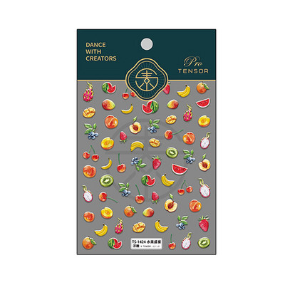 Σχέδιο Fresh Sweet Fruits 3D Αυτοκόλλητα Διακοσμητικά νυχιών Αυτοκόλλητα Λεμόνι Κεράσι 5D Soft Reliefs Χαλκομανίες νυχιών Χονδρική