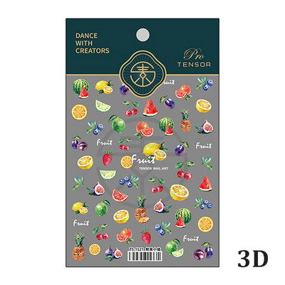Σχέδιο Fresh Sweet Fruits 3D Αυτοκόλλητα Διακοσμητικά νυχιών Αυτοκόλλητα Λεμόνι Κεράσι 5D Soft Reliefs Χαλκομανίες νυχιών Χονδρική