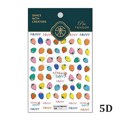 Σχέδιο Fresh Sweet Fruits 3D Αυτοκόλλητα Διακοσμητικά νυχιών Αυτοκόλλητα Λεμόνι Κεράσι 5D Soft Reliefs Χαλκομανίες νυχιών Χονδρική