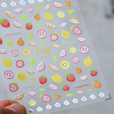 Σχέδιο Fresh Sweet Fruits 3D Αυτοκόλλητα Διακοσμητικά νυχιών Αυτοκόλλητα Λεμόνι Κεράσι 5D Soft Reliefs Χαλκομανίες νυχιών Χονδρική