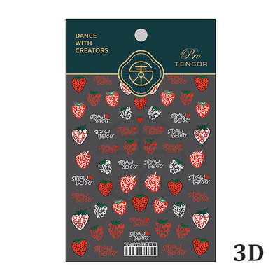 Σχέδιο Fresh Sweet Fruits 3D Αυτοκόλλητα Διακοσμητικά νυχιών Αυτοκόλλητα Λεμόνι Κεράσι 5D Soft Reliefs Χαλκομανίες νυχιών Χονδρική