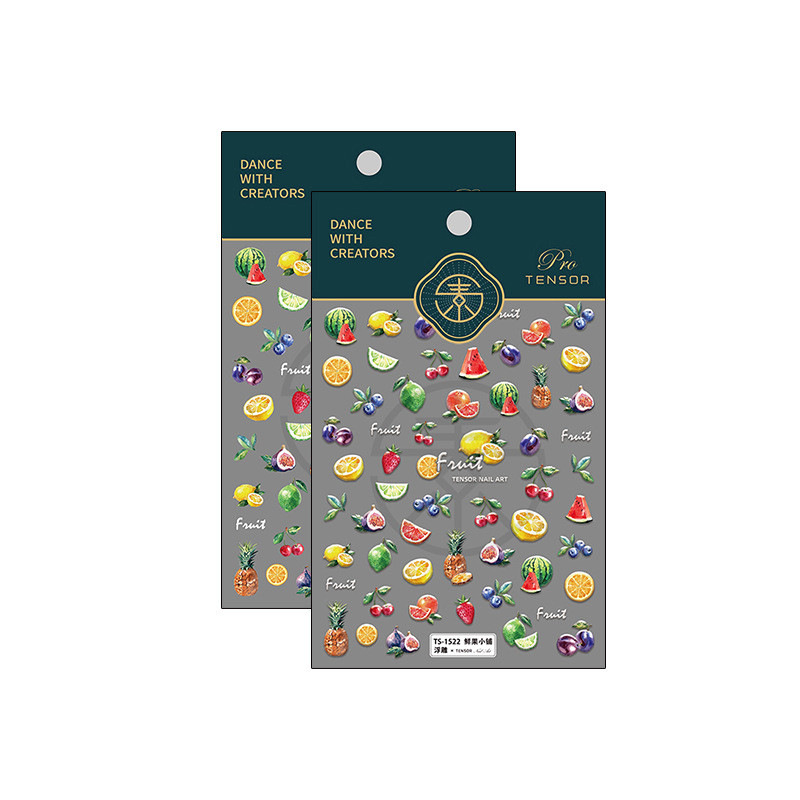 Σχέδιο Fresh Sweet Fruits 3D Αυτοκόλλητα Διακοσμητικά νυχιών Αυτοκόλλητα Λεμόνι Κεράσι 5D Soft Reliefs Χαλκομανίες νυχιών Χονδρική