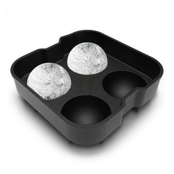 Ουίσκι Ice Ball Maker Δίσκος πάγου για κοκτέιλ σιλικόνης 4 Μεγάλα φορμάκια σιλικόνης Αξεσουάρ Κουζίνας Μπαρ Εργαλεία παγωτού Καλοκαίρι ζεστό