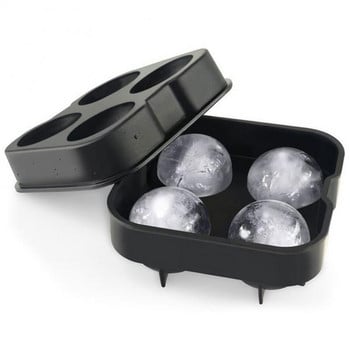 Ουίσκι Ice Ball Maker Δίσκος πάγου για κοκτέιλ σιλικόνης 4 Μεγάλα φορμάκια σιλικόνης Αξεσουάρ Κουζίνας Μπαρ Εργαλεία παγωτού Καλοκαίρι ζεστό