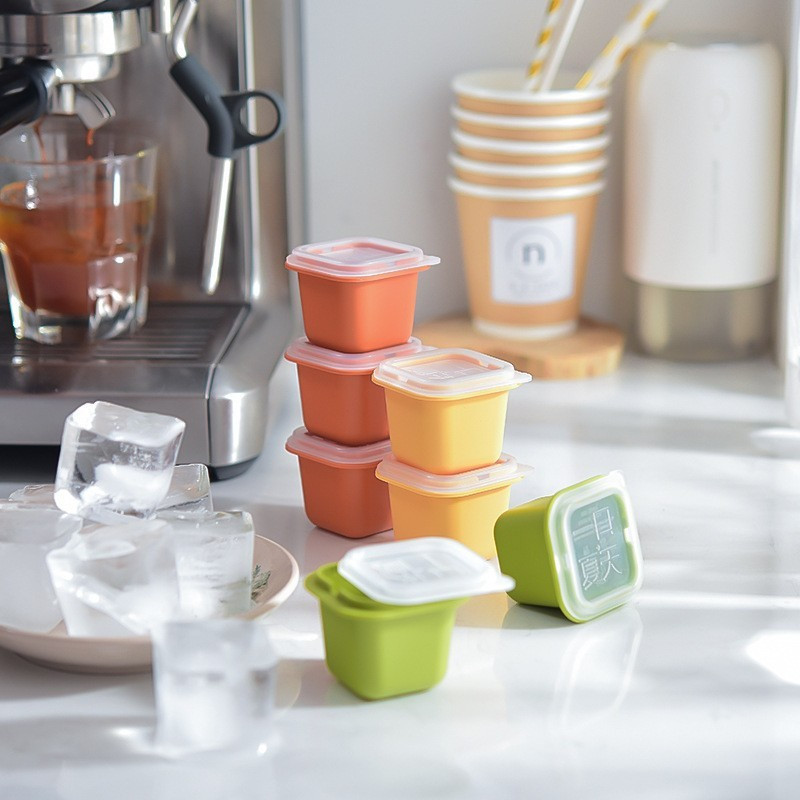 Jégtömb forma puha fedelű jégdoboz fedéllel barkácsolt gyümölcstej fagylaltkészítő hűtőszekrény jégtároló doboz nyári jégformák tálca