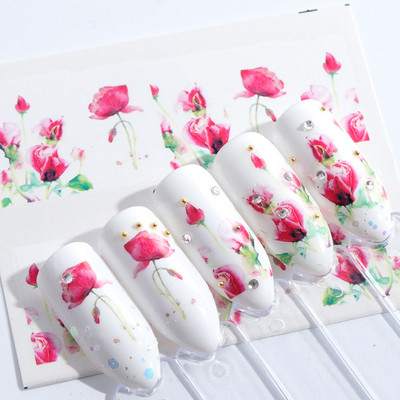 1 lehe gradient õitsemise flamingo liugur küünte kunsti kleebiste kleebiste kujundused veemärgi tätoveeringute kaunistamiseks LASTZ659-673