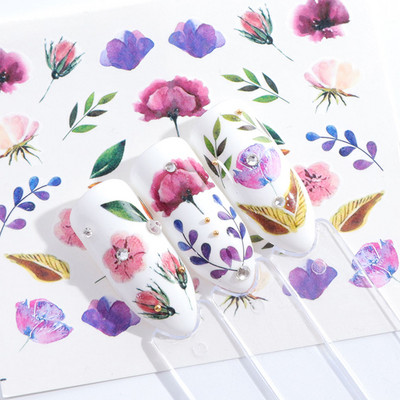 1 lehe gradient õitsemise flamingo liugur küünte kunsti kleebiste kleebiste kujundused veemärgi tätoveeringute kaunistamiseks LASTZ659-673