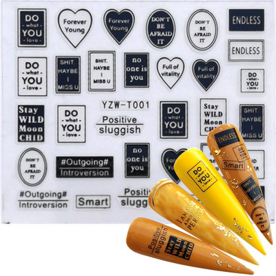 30 stílusos körömmatrica fekete-arany virág/szerelem/csipke/betűs szőlő gyémánt nyaklánc gél lakk csúszó kiegészítők körömdíszítő matricák