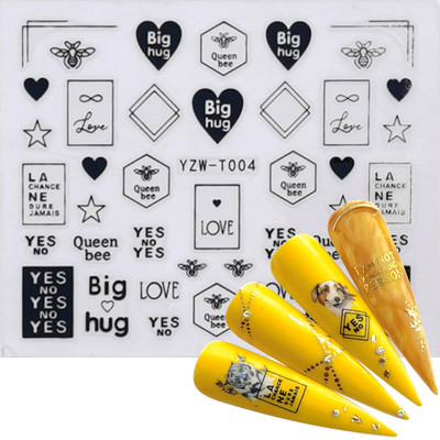 30 stílusos körömmatrica fekete-arany virág/szerelem/csipke/betűs szőlő gyémánt nyaklánc gél lakk csúszó kiegészítők körömdíszítő matricák