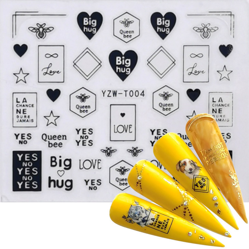 30 stílusos körömmatrica fekete-arany virág/szerelem/csipke/betűs szőlő gyémánt nyaklánc gél lakk csúszó kiegészítők körömdíszítő matricák