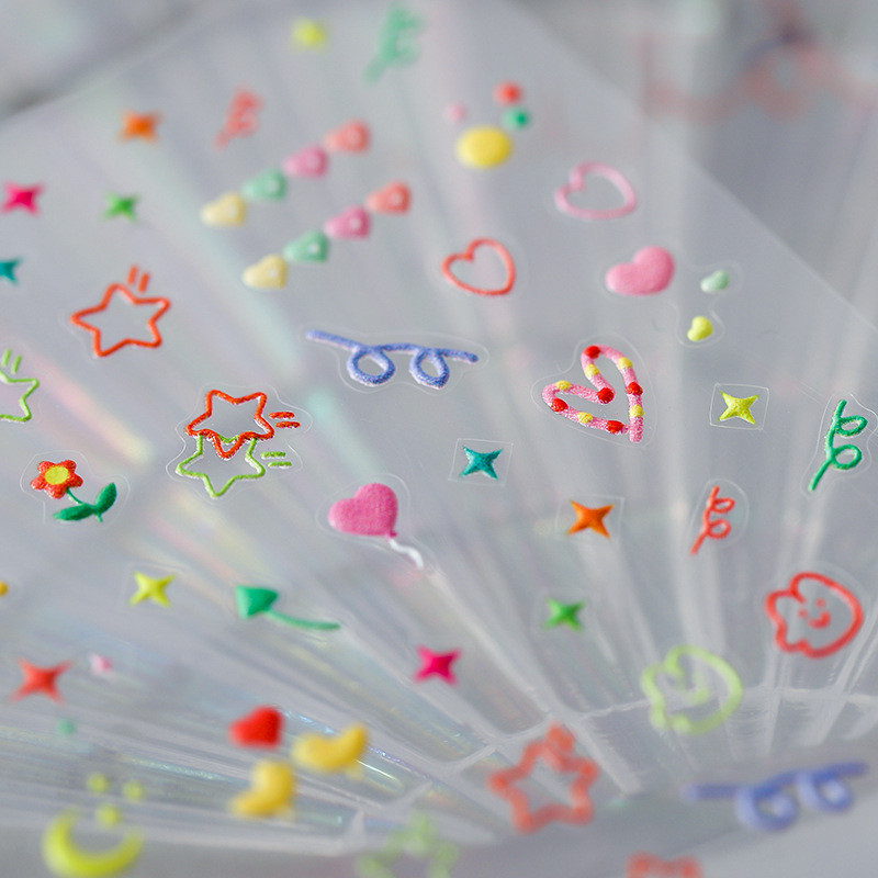 1 leht Happy Mood Nail Art Kleebised Armsad Lilled Täht Kuu Süda Õhupall 3D Kleebised Multifilmi Küünte disain DIY maniküüri tarvikud