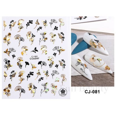 Őszi betakarítás matricák a körmökön Fekete arany őszi levél mókus fóliák matricák tippek holografikus lézeres fényes 3D körömdíszítés DecoCHCJ074