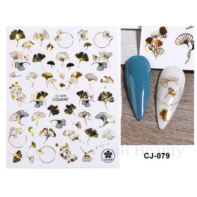 Őszi betakarítás matricák a körmökön Fekete arany őszi levél mókus fóliák matricák tippek holografikus lézeres fényes 3D körömdíszítés DecoCHCJ074