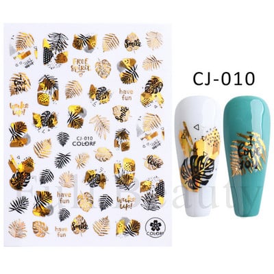 Őszi betakarítás matricák a körmökön Fekete arany őszi levél mókus fóliák matricák tippek holografikus lézeres fényes 3D körömdíszítés DecoCHCJ074