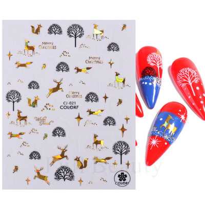 Őszi betakarítás matricák a körmökön Fekete arany őszi levél mókus fóliák matricák tippek holografikus lézeres fényes 3D körömdíszítés DecoCHCJ074