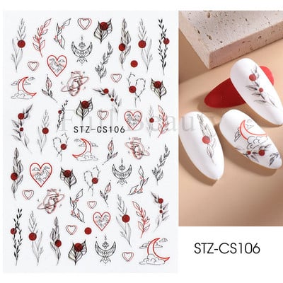 Őszi betakarítás matricák a körmökön Fekete arany őszi levél mókus fóliák matricák tippek holografikus lézeres fényes 3D körömdíszítés DecoCHCJ074