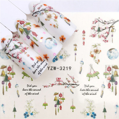 Animal Wolf Fox küünekleebised Water Transfer kleebis Nail Art Kleebis Vesikleebis Lill Värvilised lilled Kõik maniküüriks