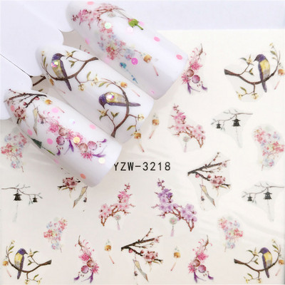 Animal Wolf Fox küünekleebised Water Transfer kleebis Nail Art Kleebis Vesikleebis Lill Värvilised lilled Kõik maniküüriks