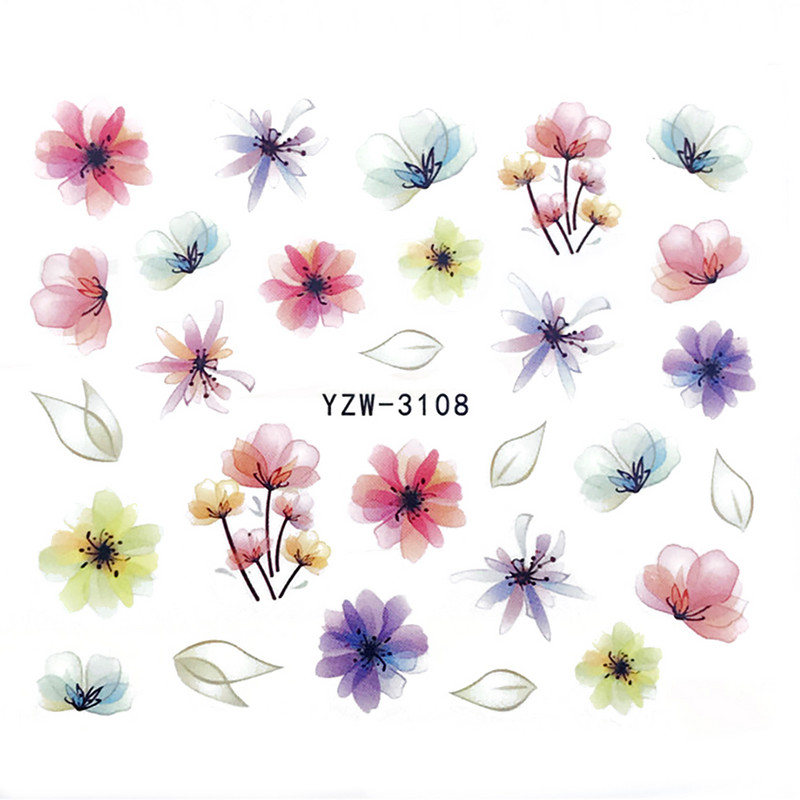 Animal Wolf Fox körömmatricák Water Transfer matrica Nail Art matrica Vízmatrica Virág Színes Virágok Minden Manikűréshez