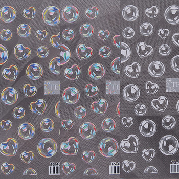 1 бр. Прозрачни стикери за нокти с мехурчета, кръгла форма на сърце, щампован дизайн на мехурчета, 3D ваденки, съвети за ноктопластика, маникюрни декорации NK14