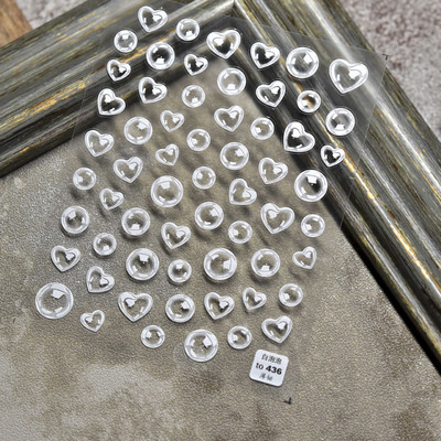 1 tk läbipaistvad mulliga küünekleebised ümmargused südamekujulised reljeefsed mullid disain 3D kleebised küünekleebised maniküüri kaunistused NK14