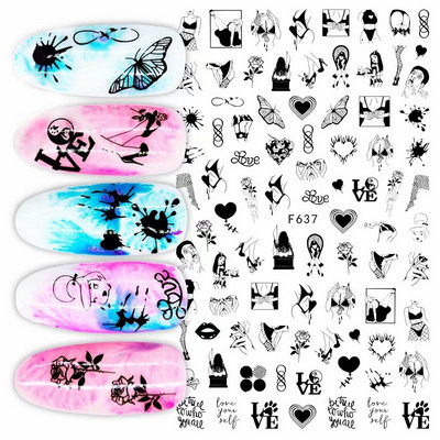 3D Love Heart Σχέδιο Βαλεντίνου Αυτοκόλλητα νυχιών Ρομαντικό Κομψό Κομψό Κοσμήματα με Δαντέλα Κόκκινη Καρδιά Sliders Μανικιούρ Βερνίκι νυχιών Αυτοκόλλητα SASW-CS