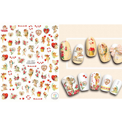 3D Love Heart Σχέδιο Βαλεντίνου Αυτοκόλλητα νυχιών Ρομαντικό Κομψό Κομψό Κοσμήματα με Δαντέλα Κόκκινη Καρδιά Sliders Μανικιούρ Βερνίκι νυχιών Αυτοκόλλητα SASW-CS