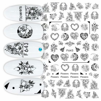 3D Love Heart Σχέδιο Βαλεντίνου Αυτοκόλλητα νυχιών Ρομαντικό Κομψό Κομψό Κοσμήματα με Δαντέλα Κόκκινη Καρδιά Sliders Μανικιούρ Βερνίκι νυχιών Αυτοκόλλητα SASW-CS