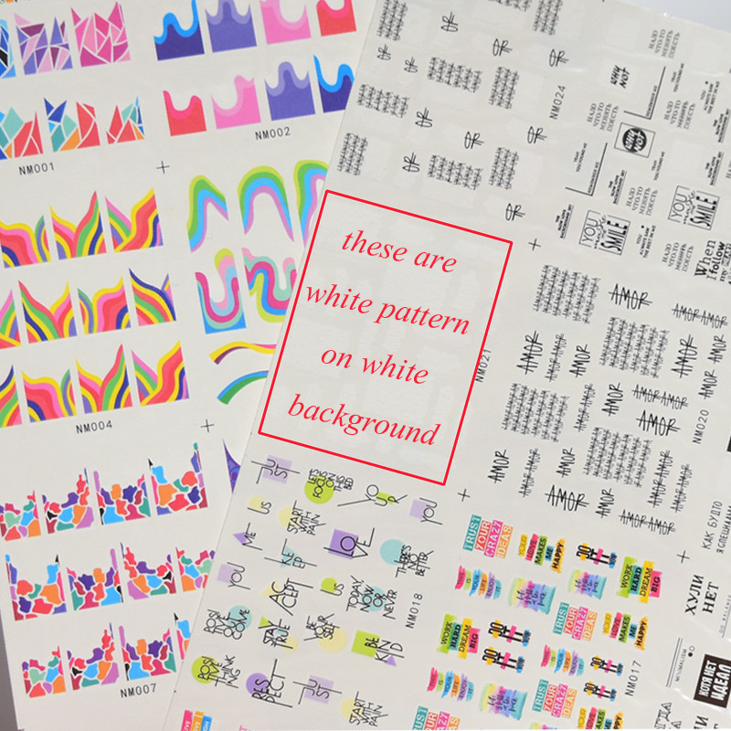 12 minta Amor Nail Art Slider Decals Orosz betűs transzfer matricák feliratokkal Water Decals Tetováló csúszkák körmökre