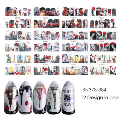 12db Valentin napi köröm matricák szerelmes levél aranyos lány virág víz matricák szív dizájn vízjel dekor manikűr CHBN2485-2496