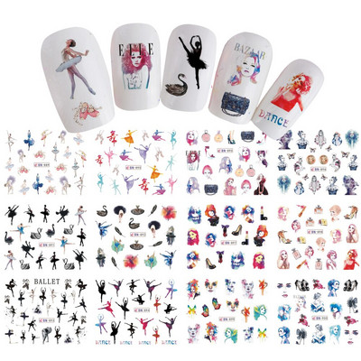 12db Valentin napi köröm matricák szerelmes levél aranyos lány virág víz matricák szív dizájn vízjel dekor manikűr CHBN2485-2496