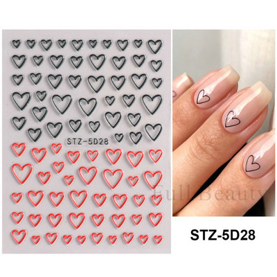 5D κομψά γράμματα πεταλούδα αυτοκόλλητα νυχιών με άνοιξη ανάγλυφα νύχια Χαλκομανίες τέχνης Διακόσμηση ακρυλικά χαραγμένα συρόμενα μανικιούρ LASTZ-5D75