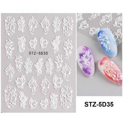 5D κομψά γράμματα πεταλούδα αυτοκόλλητα νυχιών με άνοιξη ανάγλυφα νύχια Χαλκομανίες τέχνης Διακόσμηση ακρυλικά χαραγμένα συρόμενα μανικιούρ LASTZ-5D75