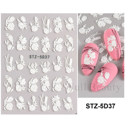 5D κομψά γράμματα πεταλούδα αυτοκόλλητα νυχιών με άνοιξη ανάγλυφα νύχια Χαλκομανίες τέχνης Διακόσμηση ακρυλικά χαραγμένα συρόμενα μανικιούρ LASTZ-5D75