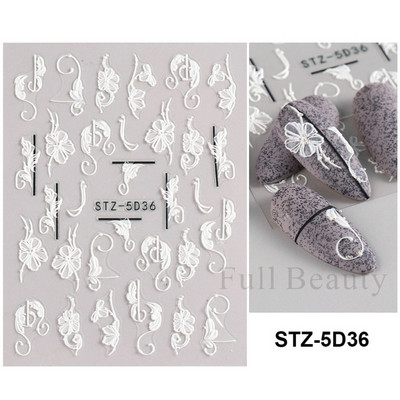 5D κομψά γράμματα πεταλούδα αυτοκόλλητα νυχιών με άνοιξη ανάγλυφα νύχια Χαλκομανίες τέχνης Διακόσμηση ακρυλικά χαραγμένα συρόμενα μανικιούρ LASTZ-5D75