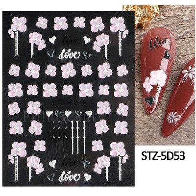 5D κομψά γράμματα πεταλούδα αυτοκόλλητα νυχιών με άνοιξη ανάγλυφα νύχια Χαλκομανίες τέχνης Διακόσμηση ακρυλικά χαραγμένα συρόμενα μανικιούρ LASTZ-5D75