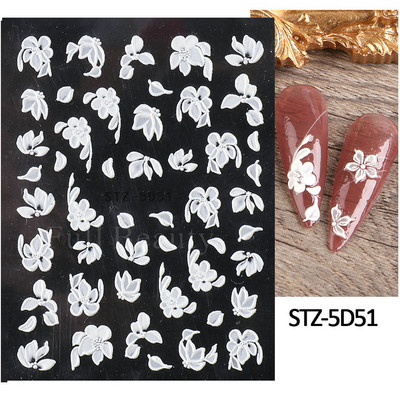 5D κομψά γράμματα πεταλούδα αυτοκόλλητα νυχιών με άνοιξη ανάγλυφα νύχια Χαλκομανίες τέχνης Διακόσμηση ακρυλικά χαραγμένα συρόμενα μανικιούρ LASTZ-5D75