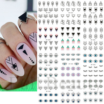 12 τεμ. αυτοκόλλητα κουνελιού για νύχια Υπέροχο κινούμενα σχέδια ζωικό σχέδιο Γεωμετρικό μπαλόνι καρότο ολισθαίνοντα νύχια μεταφοράς νερού Συμβουλές νυχιών LABY073-084