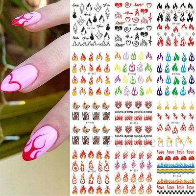 12 τεμ. αυτοκόλλητα κουνελιού για νύχια Υπέροχο κινούμενα σχέδια ζωικό σχέδιο Γεωμετρικό μπαλόνι καρότο ολισθαίνοντα νύχια μεταφοράς νερού Συμβουλές νυχιών LABY073-084