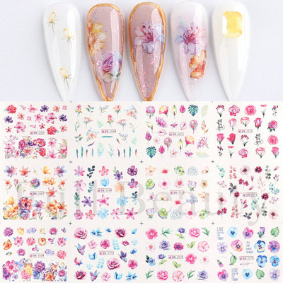 12 τεμ. αυτοκόλλητα κουνελιού για νύχια Υπέροχο κινούμενα σχέδια ζωικό σχέδιο Γεωμετρικό μπαλόνι καρότο ολισθαίνοντα νύχια μεταφοράς νερού Συμβουλές νυχιών LABY073-084