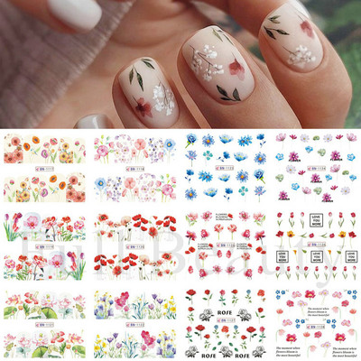 12 τεμ. αυτοκόλλητα κουνελιού για νύχια Υπέροχο κινούμενα σχέδια ζωικό σχέδιο Γεωμετρικό μπαλόνι καρότο ολισθαίνοντα νύχια μεταφοράς νερού Συμβουλές νυχιών LABY073-084