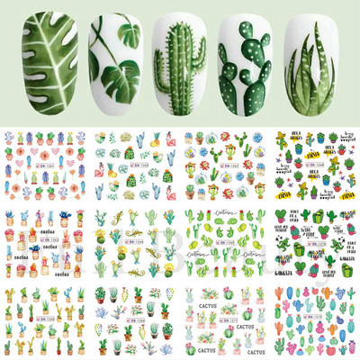 12 τεμ. αυτοκόλλητα κουνελιού για νύχια Υπέροχο κινούμενα σχέδια ζωικό σχέδιο Γεωμετρικό μπαλόνι καρότο ολισθαίνοντα νύχια μεταφοράς νερού Συμβουλές νυχιών LABY073-084