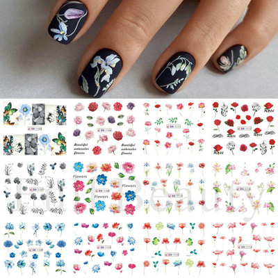 12 τεμ. αυτοκόλλητα κουνελιού για νύχια Υπέροχο κινούμενα σχέδια ζωικό σχέδιο Γεωμετρικό μπαλόνι καρότο ολισθαίνοντα νύχια μεταφοράς νερού Συμβουλές νυχιών LABY073-084