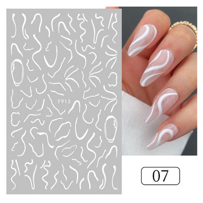 Γεωμετρικές γραμμές λουλούδια φύλλα τρισδιάστατο αυτοκόλλητο νυχιών φιγούρα ανθισμένη μαργαρίτα Sakura Αυτοκόλλητο αυτοκόλλητο αυτοκόλλητο μανικιούρ για νύχια